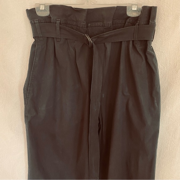 Brunello Cucinelli high waisted belted black cotton wide leg pants. - Picture 5 of 9